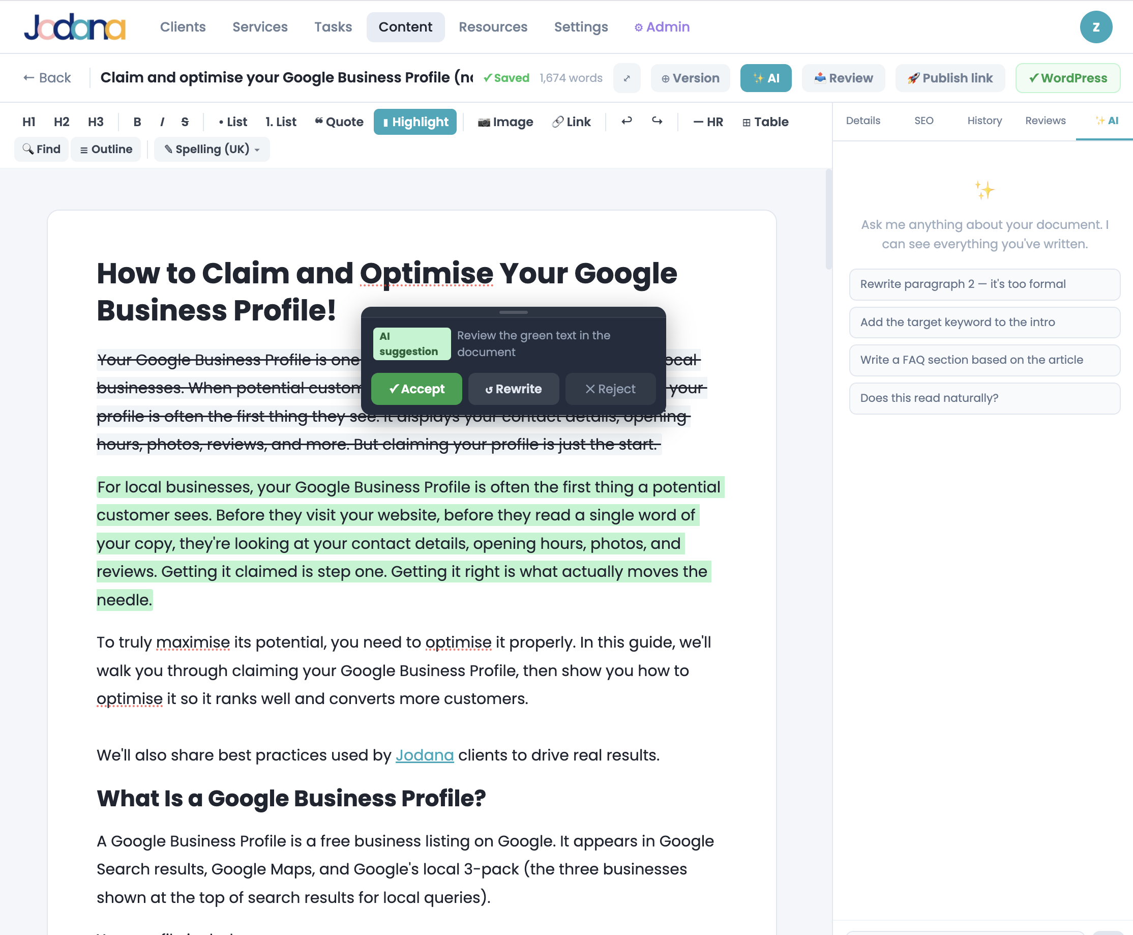 Kendr AI writing tools inline suggestion preview