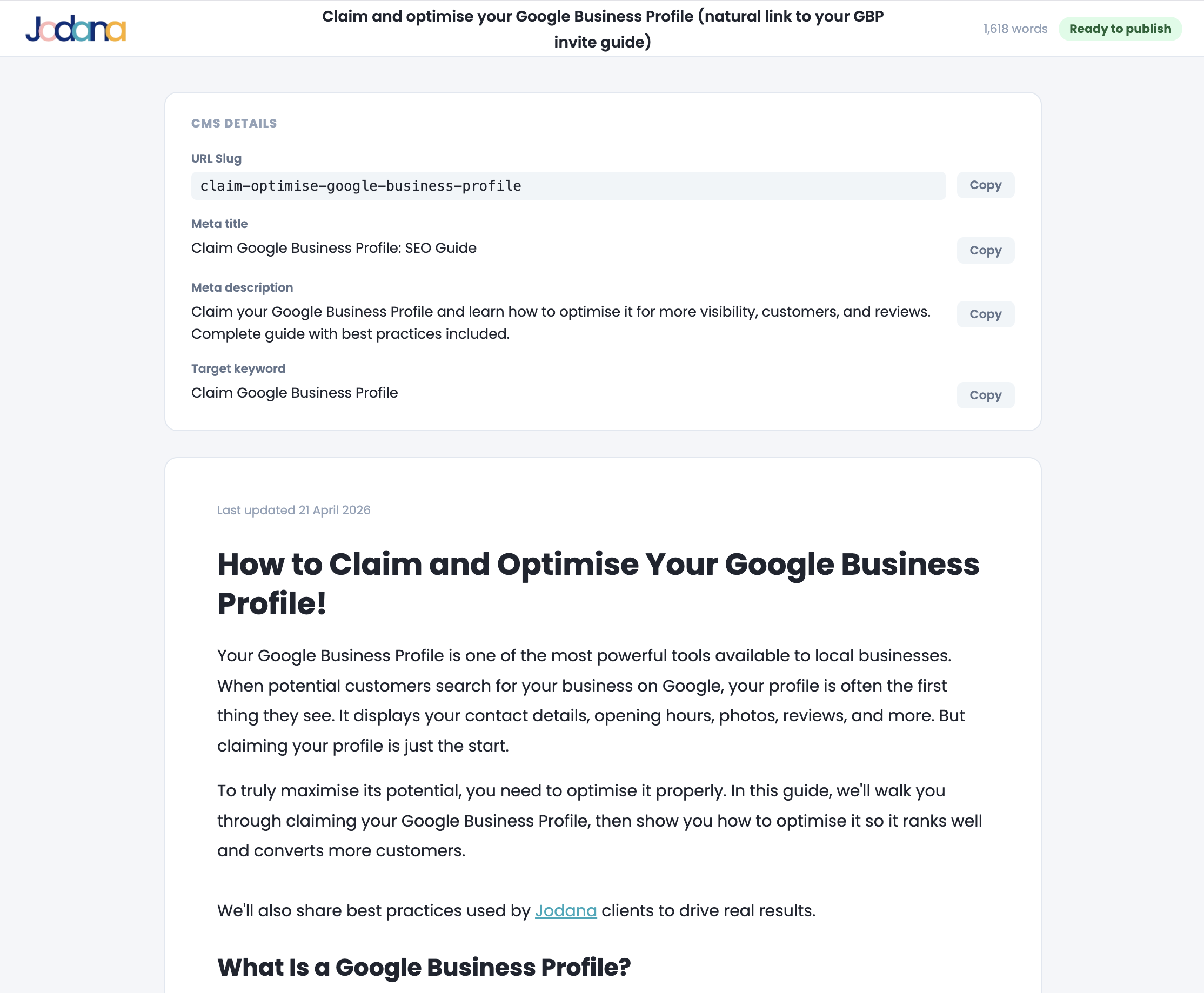 Kendr SEO metadata generation