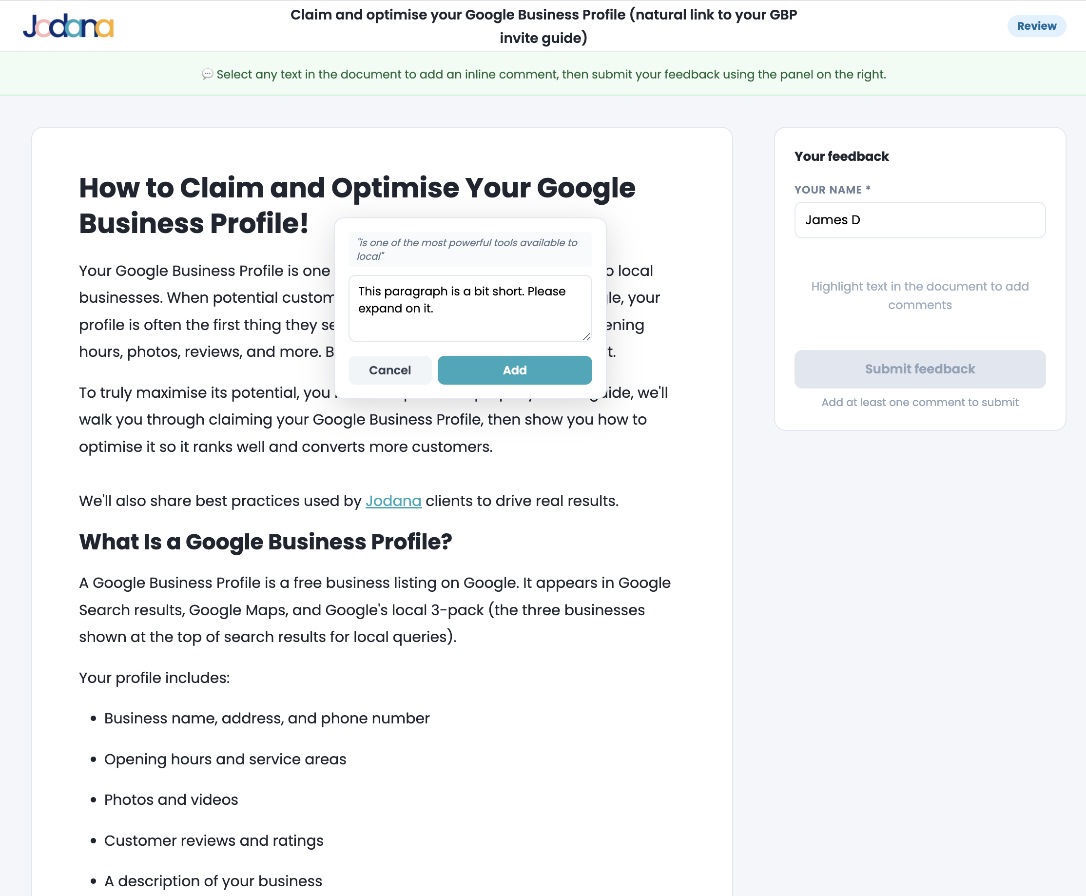 Kendr client review workflow